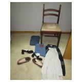 Vintage chair with misc clothing an...