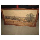 Vintage 52 x 28" farm scene...