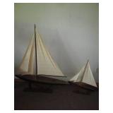 Pair of Wood framed Sailboats with ...