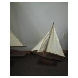 Pair of Wood framed Sailboats with ...