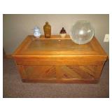 Vintage Wood storage trunk with tab...