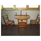 36in round Wood drop leaf table, 3-...