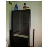 Wood display case with locking glas...