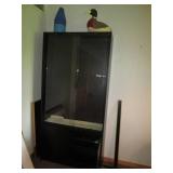 Wood display case with locking glas...