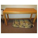 Entry table 54" x 18" x 26" and rug...
