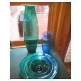 Large 14 & 28in colored vases with ...