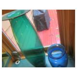 Large 14 & 28in colored vases with ...