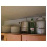 Stoneware crocks, pressure cooker a...