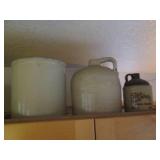 Stoneware pitchers and crock...