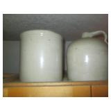 Stoneware pitchers and crock...
