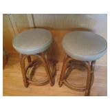 Sturdy wicker rattan padded stools...