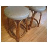 Sturdy wicker rattan padded stools...