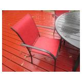 Round metal patio table with 4-matc...