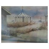 Framed beach scenery numbered and S...