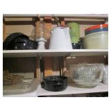 Vintage Enamelware, cut glass punch...