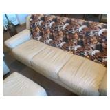 Beige leather 3-cushion couch, 2-cu...