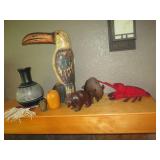 Lot of wood carved figures and a bo...