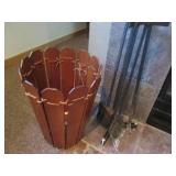 Fireplace set and ornate basket...