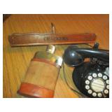 Vintage Flask, wood crackers tray a...