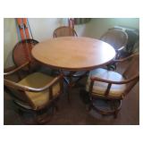 Wicker Patio framed round table wit...