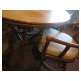 Wicker Patio framed round table wit...