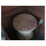 Wicker love seat and side table...