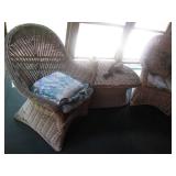2 Wicker chairs and a matching tabl...