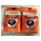 2 Bags of Dunkin Hazelnut Ground Coffee