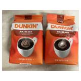 2 Bags of Dunkin Hazelnut Ground Coffee