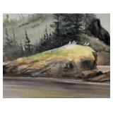 Framed Shoreline Watercolor Painting by Sivertson