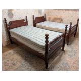 Pair of Vintage Cherry Twin Bed Frames