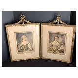 Beautifully Framed Portrait Prints of Madam Sophie and Victoire of France