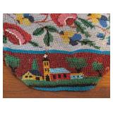 Antique Victorian Bag Glass Beaded Scenic & Floral Purse