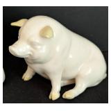 Belleek Porcelain Pitcher and Pig Figurine
