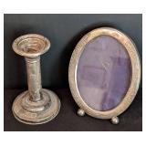 Vintage Sterling Silver Candleholder and Picture Frame