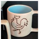 Vintage Pigeon Ford Pottery Pitcher and Mugs