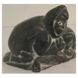 Vintage Signed Soapstone Inuit Sculpture