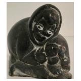 Vintage Signed Soapstone Inuit Sculpture