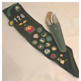Vintage Girl Scout Sash & Camping Cutlery