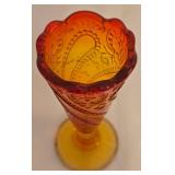 Vintage Amberina Colored Glassware and Ruby Red Vase with Gold Detailing