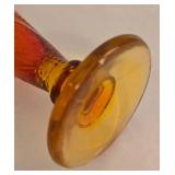 Vintage Amberina Colored Glassware and Ruby Red Vase with Gold Detailing