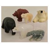 Collection of Carved Stone & Ceramic Bear Figures