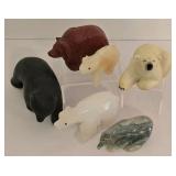 Collection of Carved Stone & Ceramic Bear Figures