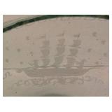 Vintage Brass Ship Bookends & Decorative Vase with Etched Ship Design