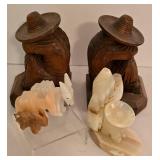 Vintage Carved Bookends & Onyx Decor