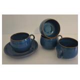 4 New English Denby Stoneware Blue Place Settings