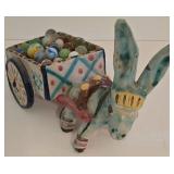 Vintage Donkey & Cart Planter Plus Vintage Marbles