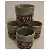 Set of Four Otagirl Somayaki Soma Ware Tea Cups