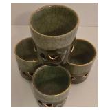 Set of Four Otagirl Somayaki Soma Ware Tea Cups