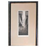 Framed Black-and-White Etching of Mercery Lane, Canterbury